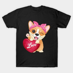 corgi love valentine tshirt T-Shirt